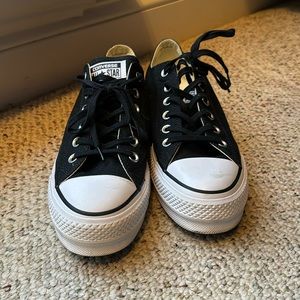 Converse, all stars black and white sneakers size 9. Worn once